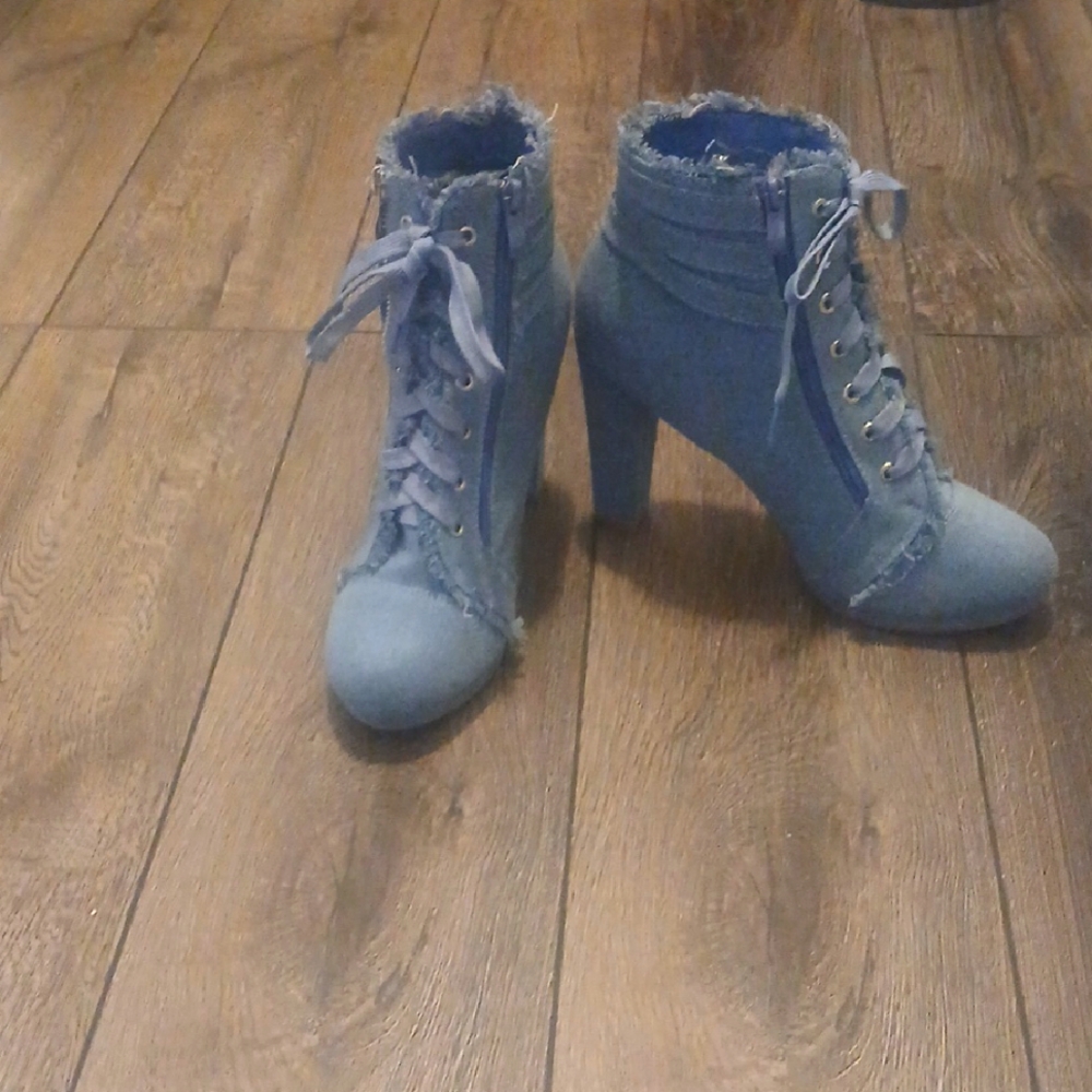 Stylish Light Blue Denim Women's Ankle Boots